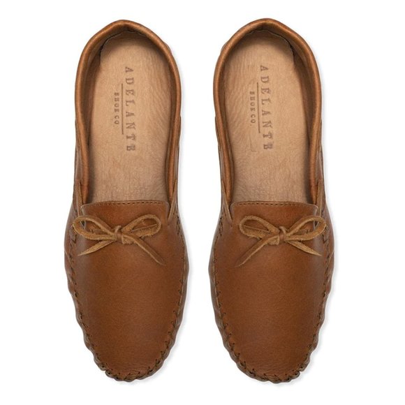Adelante Made to Order Leather Moccasin Tan Caramel Size 8.5 Very Wide - Picture 7 of 8